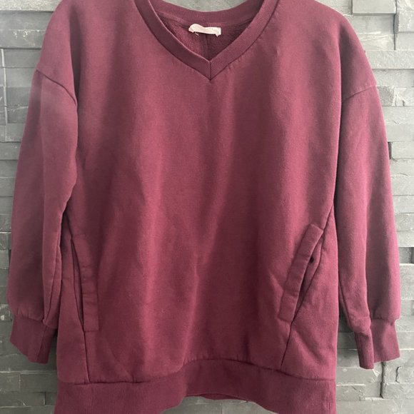Zenana V-neck Sweatshirt W/Pockets Size M - Picture 2 of 10
